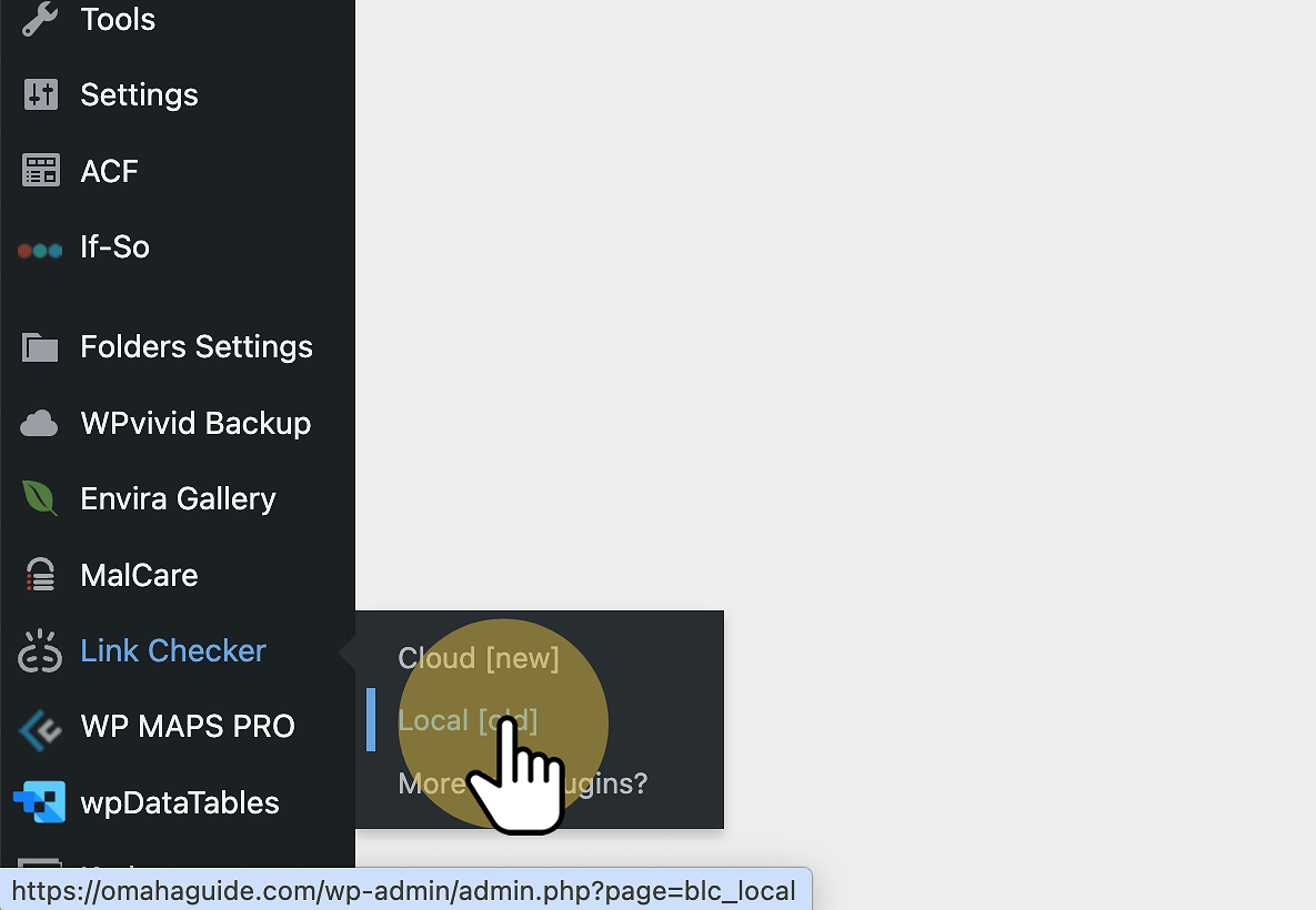 Click on Link Checker - Local